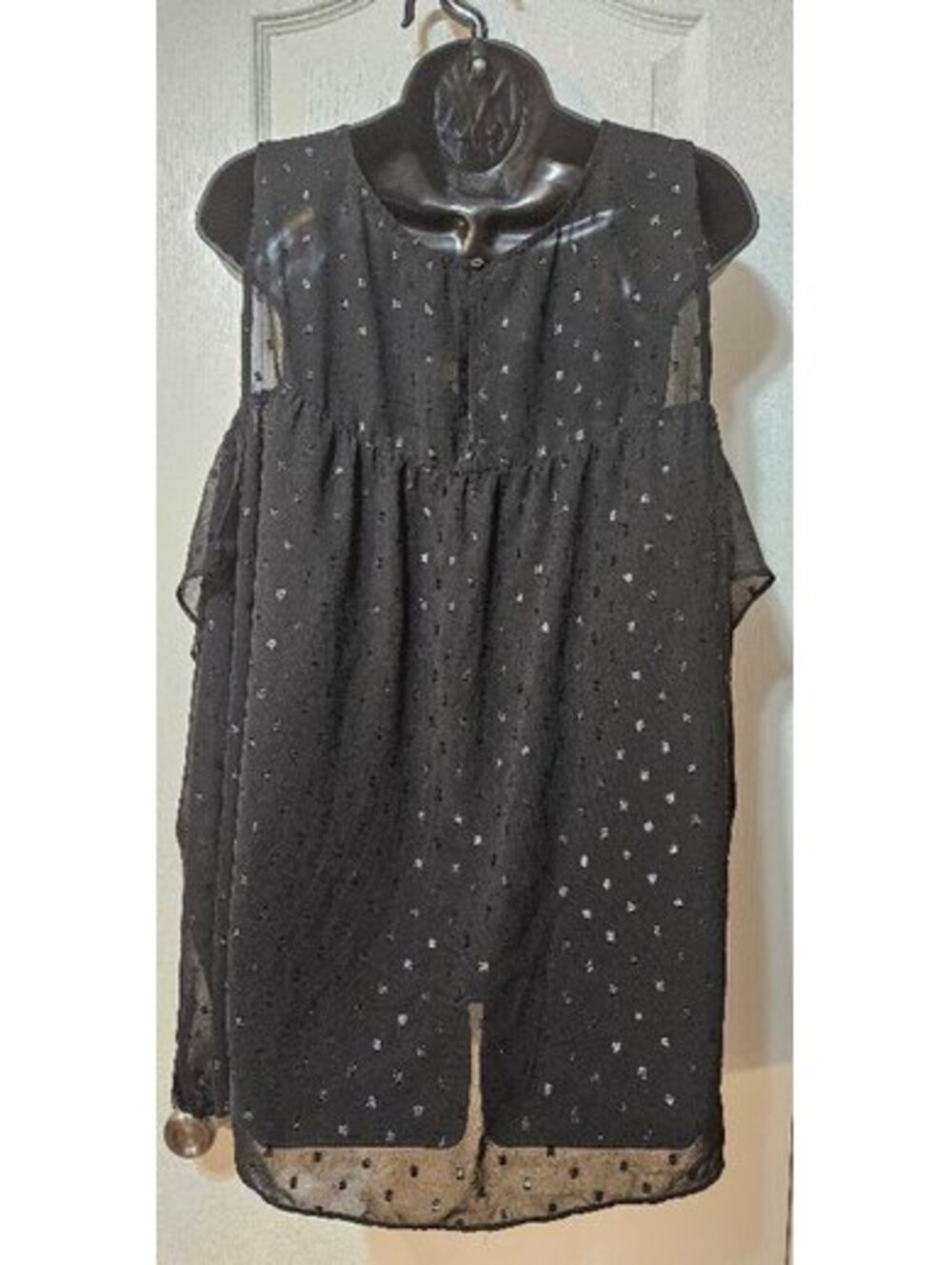 Black Shimmer Cold Shoulder Blouse 2XL Evening Glam Holiday Chic